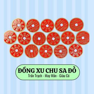 Túi 5 10 Đồng Xu Chu Sa - LOẠI 1 - Tứ Phương Bát Bảo