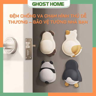 Miếng đệm chống va đập hình thú dễ thương, giảm tiếng ồn, bảo vệ tường, dán nhiều vị trí - CC03