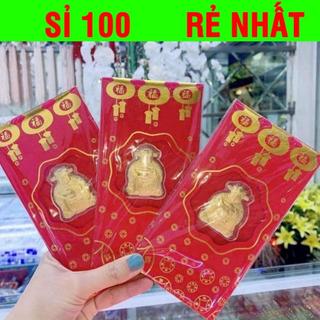 50 100 Bao Lì Xì Thần Tài Vàng , Bao lì xì Ngựa Vàng Mạ Vàng 24K Tết 2026, Bao Lì Xì May Mắn Rước Tài Lộc
