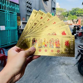 Sỉ 10 Tờ Tiền Ngũ Phúc Plastic mạ vàng kỷ niệm Kèm Bao Lì Xì Tết may mắn độc đáo đẹp mắt