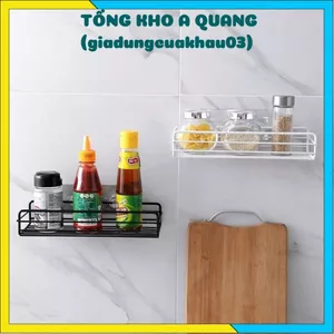 GIÁ SẮT TREO TƯỜNG KÈM MIẾNG DÁN SIÊU CHẮC CHẮN - Kệ Inox Dán Tường Nhà Tắm Đa Năng,Kệ Để Gia Vị Chữ Nhật Dễ Lắp Đặt