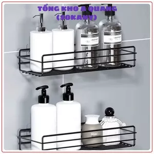 KỆ ĐỂ GIA VỊ CHỮ NHẬT DỄ LẮP ĐẶT - Giá Sắt Treo Tường Kèm Miếng Dán Siêu Chắc Chắn,Kệ Inox Dán Tường Nhà Tắm Đa Năng