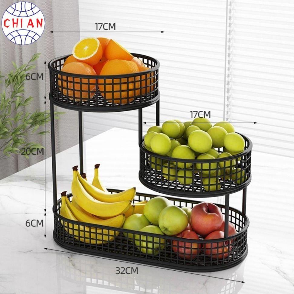 Kệ đựng trái cây, trang trí bàn bền đẹp, siêu bền chất liệu thép cácbon sơn tĩnh điện 5 lớp