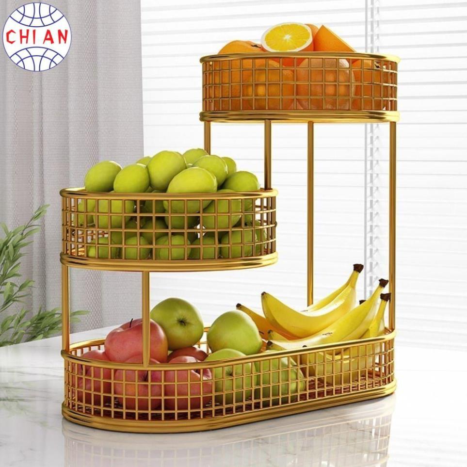 Kệ đựng trái cây, trang trí bàn bền đẹp, siêu bền chất liệu thép cácbon sơn tĩnh điện 5 lớp