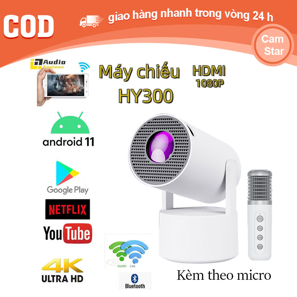 Máy chiếu mini HY300/HY300 Pro Full HD 4K Android11 WiFi6 Bluetooth5.0 ...