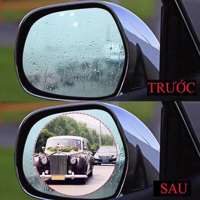 Bộ 4 Miếng Dán Chống Bám Nước, Chống Chói Gương Chiếu Hậu, Kính Xe