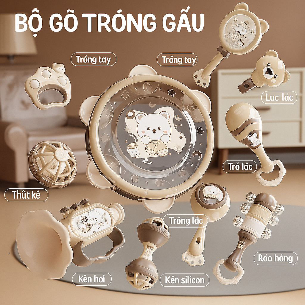 Đồ chơi lục lạc gặm nướu cầm tay 10 món ToysThinKing an toàn cho bé phát triển giác quan cho sơ sinh