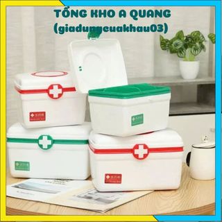 HỘP THUỐC Y TẾ THIẾT KẾ RỘNG RÃI - Hộp Đựng Thuốc Y Tế Gia Đình Nhựa An Toàn,Tủ Đựng Thuốc Dung Tích Lớn 2 Tầng