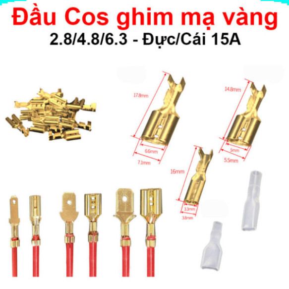 Đầu Cos ghim đực cái 15A 2.8 4.8 6.3 mạ Vàng | Shopee Việt Nam