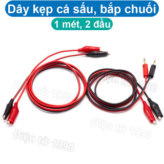 [Giá sỉ] (1 cặp) Dây điện kẹp 2 đầu cá sấu, 1 đầu cá sấu 1 bắp chuối dài 1m