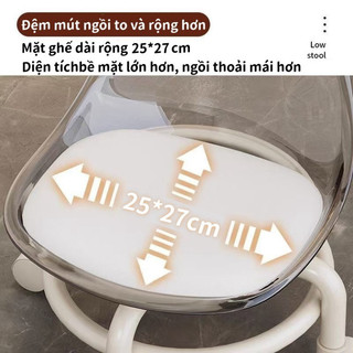 Ghế Acrylic Trong Suốt Có Bánh Xe – Ghế Thư Giãn/Trang Điểm Cao Cấp, Khung Đúc Liền Khối