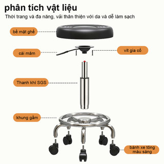 Ghế Spa/Salon Xoay 360° – Nâng Hạ Bằng Cần Gạt, Chân 5 Bánh Chắc Chắn
