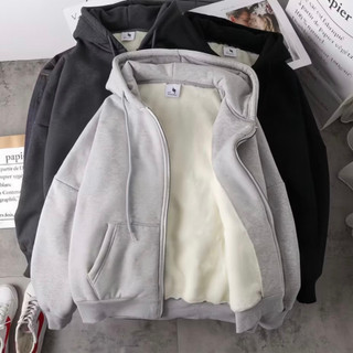 Áo Khoác Hoodie Zip Lót Lông Cừu Cực Dày Dặn - Áo Khoác Nỉ Bông Cao Cấp Form Dáng Basic Cho Nam Nữ Hot Trend 2025