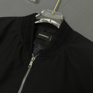 Áo Khoác Bomber Gió Nam Nữ DSQ Đen Thân Trơn Khoá Zip Bạc Ống Bo Sọc Gân Lót 2 Lớp Đơn Giản Basic Hot Trend 2025