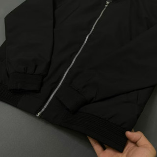 Áo Khoác Bomber Gió Nam Nữ DSQ Đen Thân Trơn Khoá Zip Bạc Ống Bo Sọc Gân Lót 2 Lớp Đơn Giản Basic Hot Trend 2025