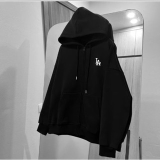 Áo Khoác Hoodie ZIP Nỉ Form Rộng Unisex Basic Họa Tiết In Nổi LA Sắc Nét Phong Cách Hàn Quôc Hot Trend 2025