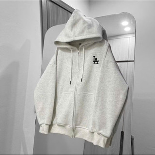 Áo Khoác Hoodie ZIP Nỉ Form Rộng Unisex Basic Họa Tiết In Nổi LA Sắc Nét Phong Cách Hàn Quôc Hot Trend 2025