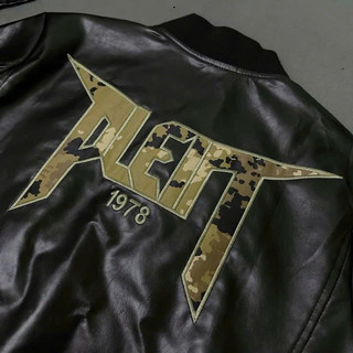 Áo Khoác Da bomber Jacket Nam Philipp Plein Da Pu Bóng Thêu Logo Da Tag Sắt Khoá Zip Phối Chữ Lưng Cao Cấp Hot Trend 202