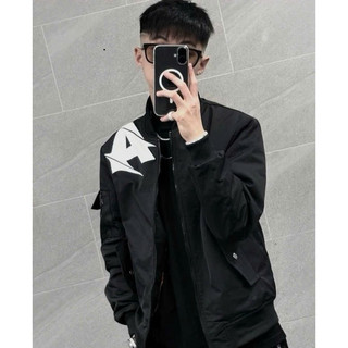 Áo khoác bomber Gió nam nữ In Logo Chữ A Trước Ngực thân trơn thêu logo basic boy phố Hot Trend 2025
