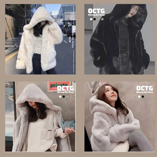 Áo Khoác Lông Thỏ Unisex Form Rộng Thụng MÀU TRƠN CÓ MŨ Siêu Rộng Thiết Kế Phong Cách Hàn Quốc Hot Trend 2025