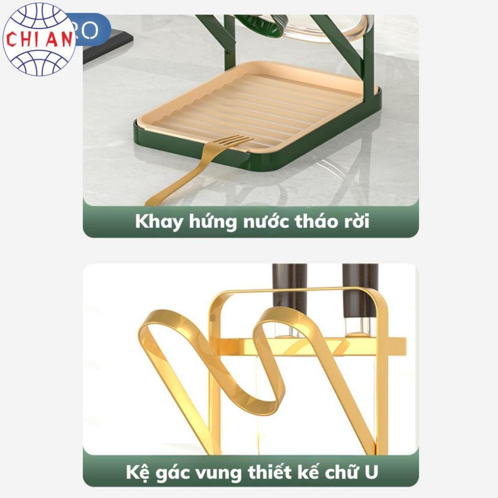 Giá cài vung nồi đa năng 3 tầng phong cách Bắc Âu, Kệ để nắp vung nồi khung thép chịu lực cao cấp