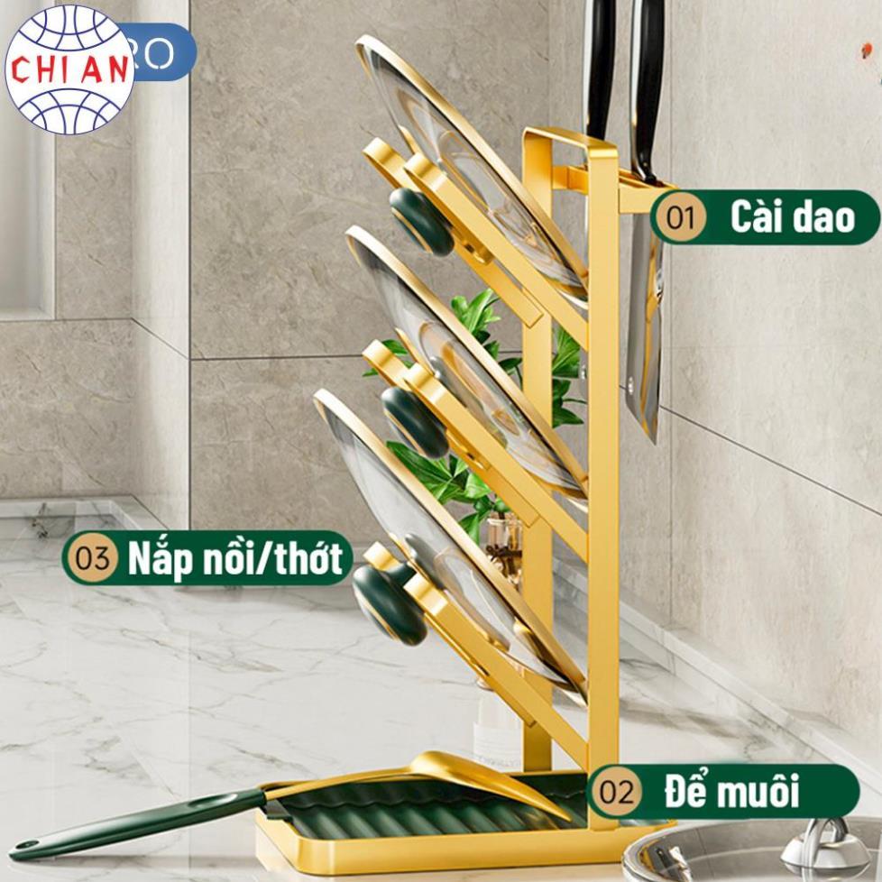 Giá cài vung nồi đa năng 3 tầng phong cách Bắc Âu, Kệ để nắp vung nồi khung thép chịu lực cao cấp