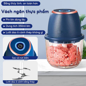 Máy xay tỏi, ớt điện nhỏ gọn, tiện lợi với lưỡi dao bằng thép không gỉ 3 lưỡi