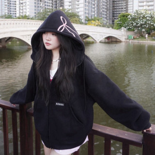 Áo hoodie zip unisex màu hồng Bow - Năm màu sắc lựa chọn, kiểu dáng boxy thời trang và năng động. Boy Phố 2025