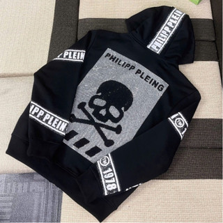 Áo Khoác Philip Plen Hoddie Khóa Zip Họa Tiết Đính Đá Thêu Nét, Áo Khoác Nỉ Chân Cua Unisex Phong Cách Bản SCap Boy Phố