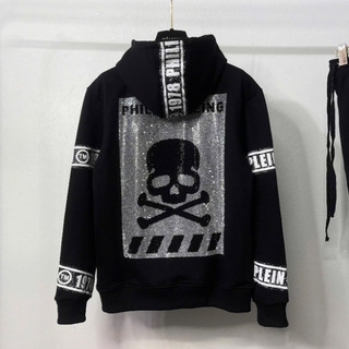Áo Khoác Philip Plen Hoddie Khóa Zip Họa Tiết Đính Đá Thêu Nét, Áo Khoác Nỉ Chân Cua Unisex Phong Cách Bản SCap Boy Phố
