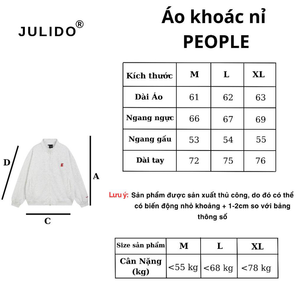 Áo khoác JULIDO từ vải nỉ 2 lớp kiểu boxy, phù hợp để diện quanh năm ấn tượng và thời trang. Boy Phố 2025