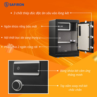 [BẢN TIẾNG VIỆT] Két Sắt Thông Minh Safiron 60LS Kết Nối Ứng Dụng Điện Thoại, Bảo Hành 6 Năm