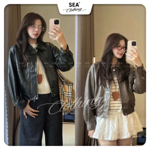 Áo da bomber dáng ngắn AD965