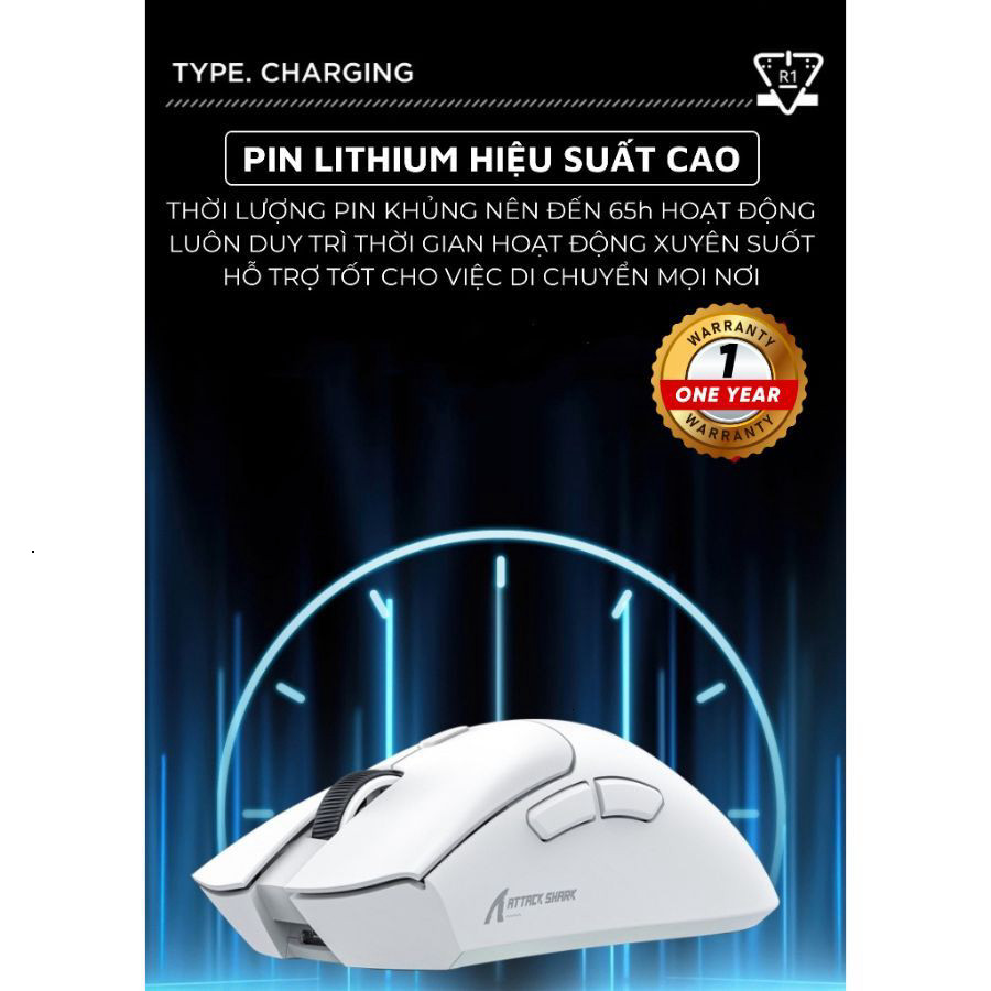 Chuột Gaming Không Dây Attack Shark R1-X11 Siêu Nhẹ Chip Paw3311 Cực Mạnh 3 Chế Độ Kết Nối Bluetooth / 2.4G / Type-C
