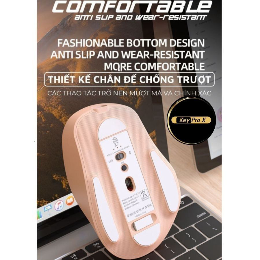 Chuột Không Dây Máy Tính Bluetooth X7 Wireless Pin Sạc Kết Nối 2 Chế Độ Cho Mọi Thiết Bị Máy Tính, LaptopChuột Không Dây
