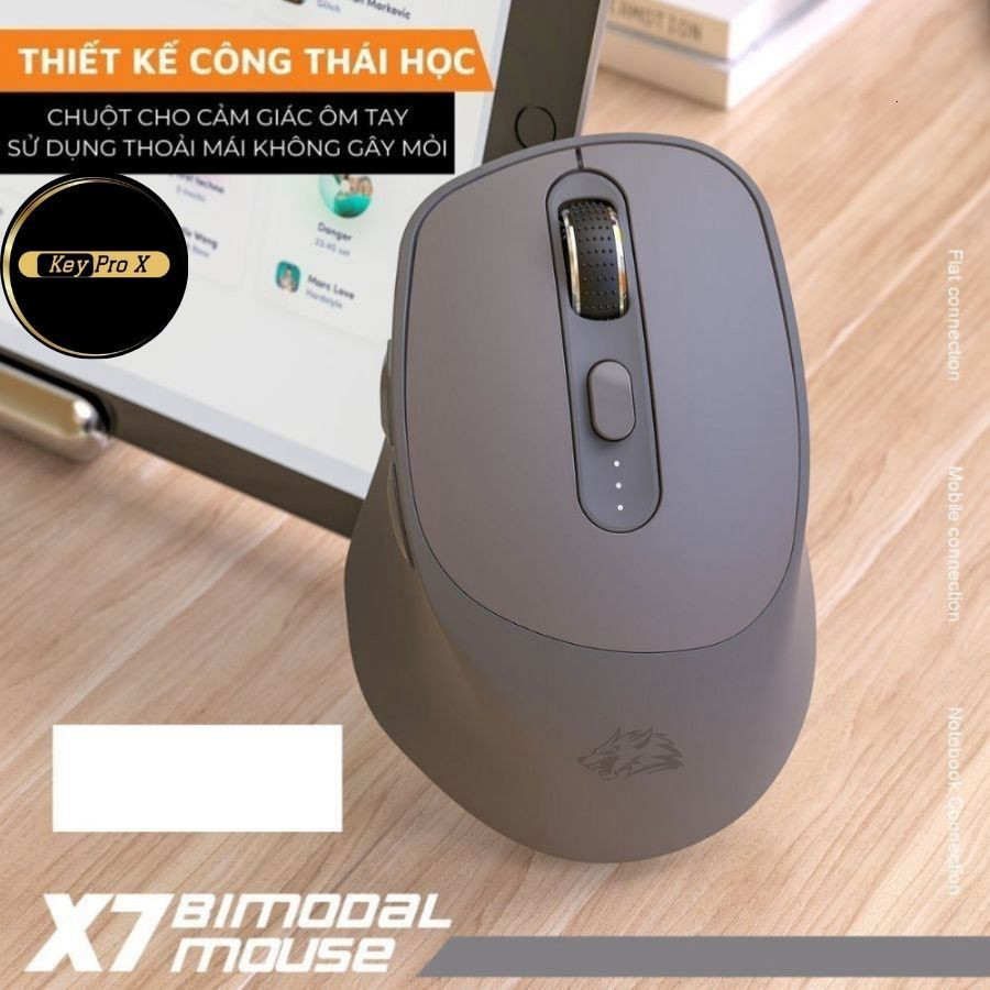 Chuột Không Dây Máy Tính Bluetooth X7 Wireless Pin Sạc Kết Nối 2 Chế Độ Cho Mọi Thiết Bị Máy Tính, LaptopChuột Không Dây