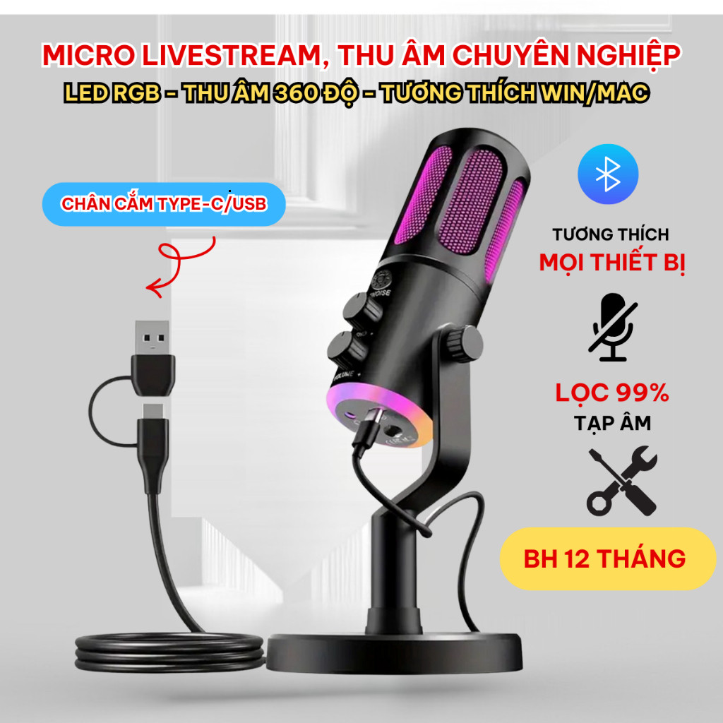 Micro Livestream Thu Âm Chuyên Nghiệp Me6S CoreX – LED RGB, Lọc 99% Tạp Âm, Livestream Cực Hay