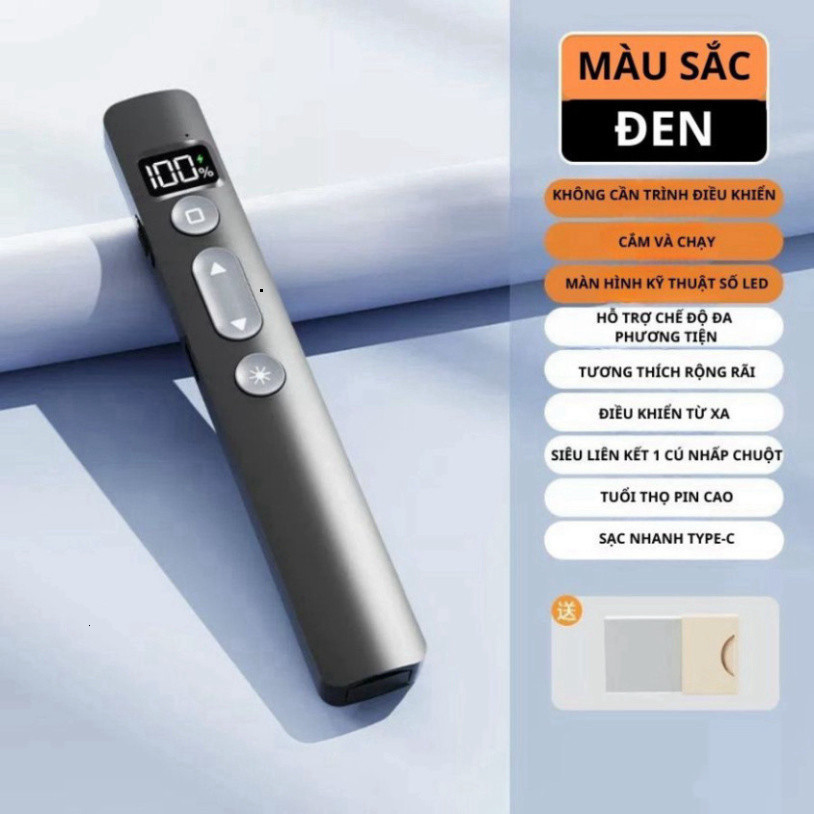 Bút trình chiếu Powerpoint KeyPro, bút bấm thuyết trình 3A 2.4GHz, Điều khiển từ xa bền bỉ di động USB 2025 -BH12T