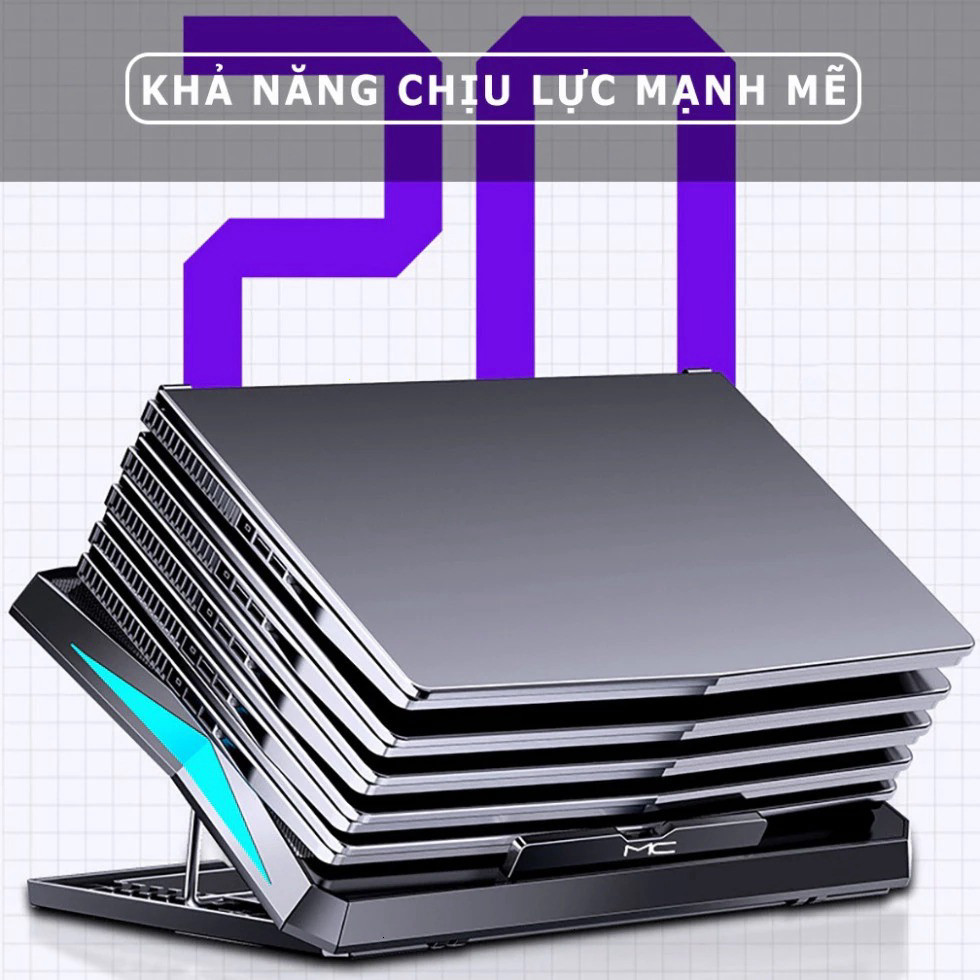 Đế tản nhiệt laptop HEYTECH Q3 có 6 quạt làm mát nhanh chống ồn đèn led gaming giúp tăng hiệu năng bảo vệ máy tính