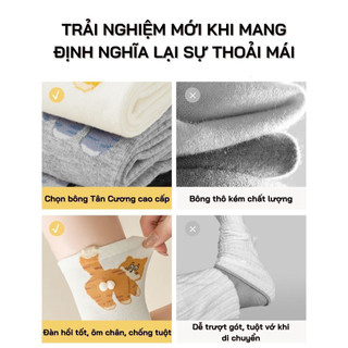 Tất cotton họa tiết mèo dễ thương, chất liệu Tân Cương cao cấp mềm mịn, co giãn thoáng khí, bền màu - TGN06