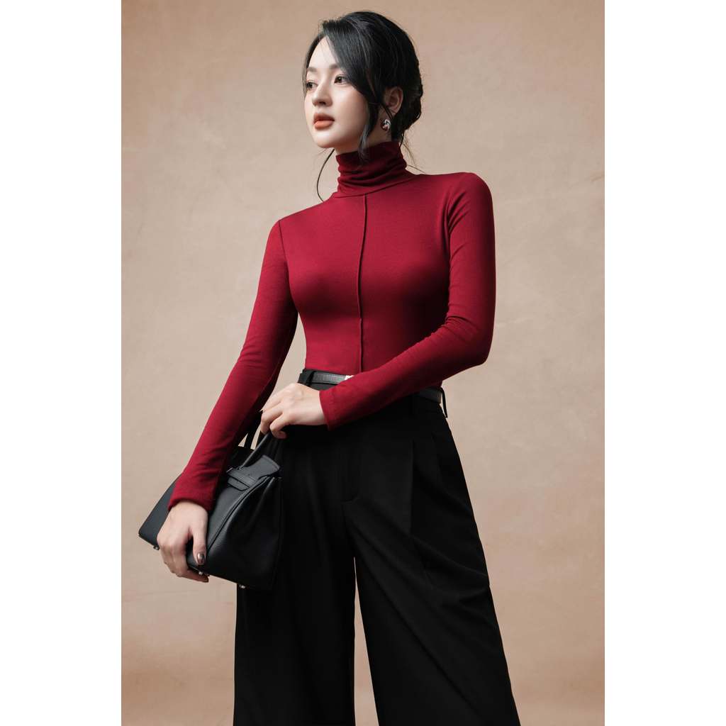 Áo giữ nhiệt nữ ELLA DORA thiết kế cổ lọ dáng dài tay phong cách thanh lịch 3 màu ĐỎ/XÁM/ĐEN [AT48]