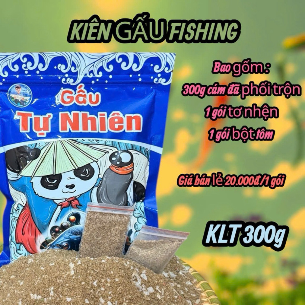 mồi câu kiên GẤU FISHING Mồi Gấu Tự Nhiên 300g Tặng 1 Gói Tơ Nhện & 1 Gói Bột Tôm Sẵn Trong Mồi Cám Câu Tổng Hợp gyaaii