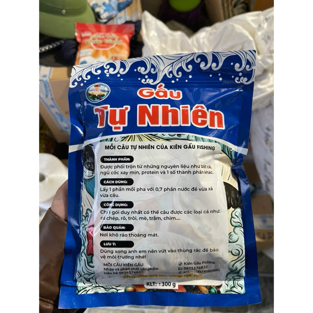 mồi câu kiên GẤU FISHING Mồi Gấu Tự Nhiên 300g Tặng 1 Gói Tơ Nhện & 1 Gói Bột Tôm Sẵn Trong Mồi Cám Câu Tổng Hợp gyaaii