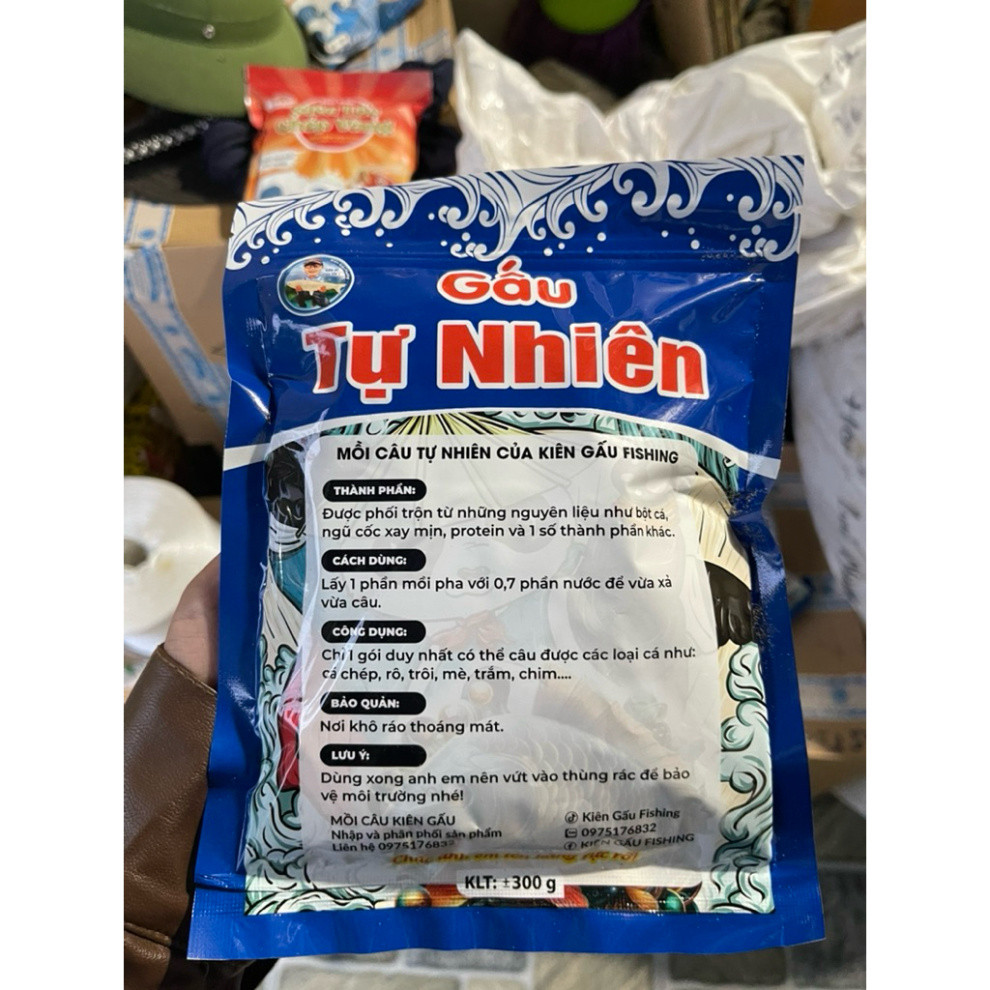 mồi câu kiên GẤU FISHING Mồi Gấu Tự Nhiên 300g Tặng 1 Gói Tơ Nhện & 1 Gói Bột Tôm Sẵn Trong Mồi Cám Câu Tổng Hợp gyaaii