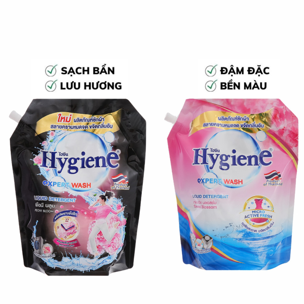 [MUA 1 TẶNG 1] Túi Nước Giặt Xả Hygiene Expert Wash Hương Hoa Mẫu Đơn - Thể Tích 1800ML