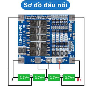 Mạch BMS 4S bảo vệ pin lithium, pin sắt chân hàn 30A