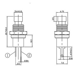 [Giá sỉ] (10C) Nút nhấn nhả (reset) PBS-110 7mm 2 chân 250V 1A