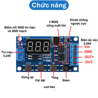 Mạch hẹn giờ 0 - 999 phút dùng Dual MOS, 5 - 36V đóng ngắt thiết bị