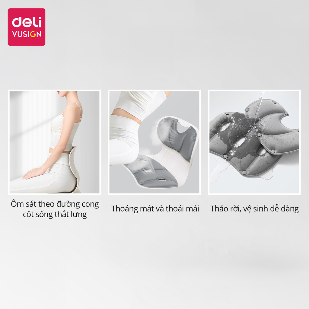 Ghế Bệt Tựa Lưng Công Thái Học Deli Điều Chỉnh Tư Thế Ngồi - Chống Gù Lưng Hiệu Quả, GIảm Đau Mỏi Lưng