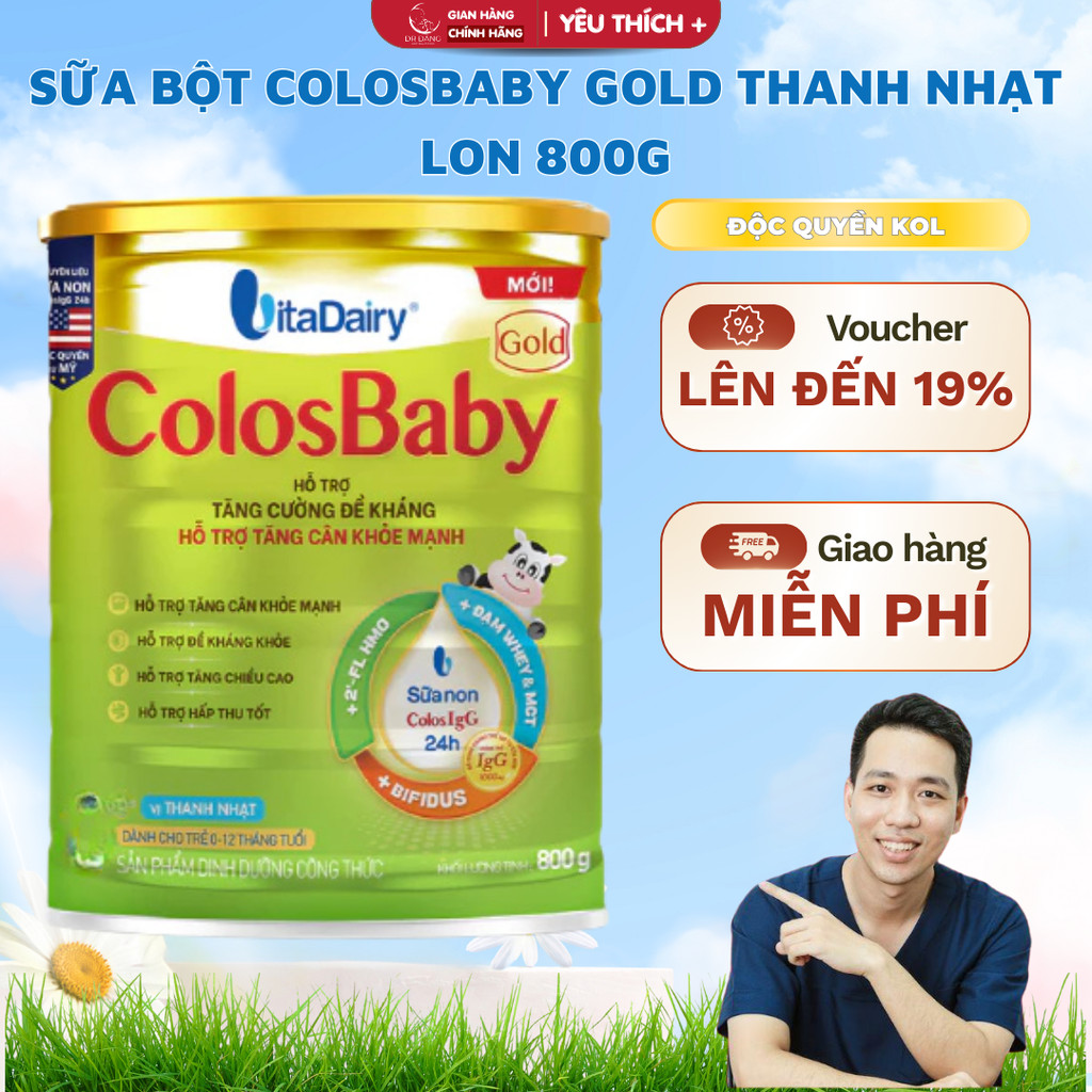 Sữa Bột Pha Sẵn ColosBaby Gold Thanh Nhạt 800g - Bổ Sung Dinh Dưỡng Cho Bé Yêu